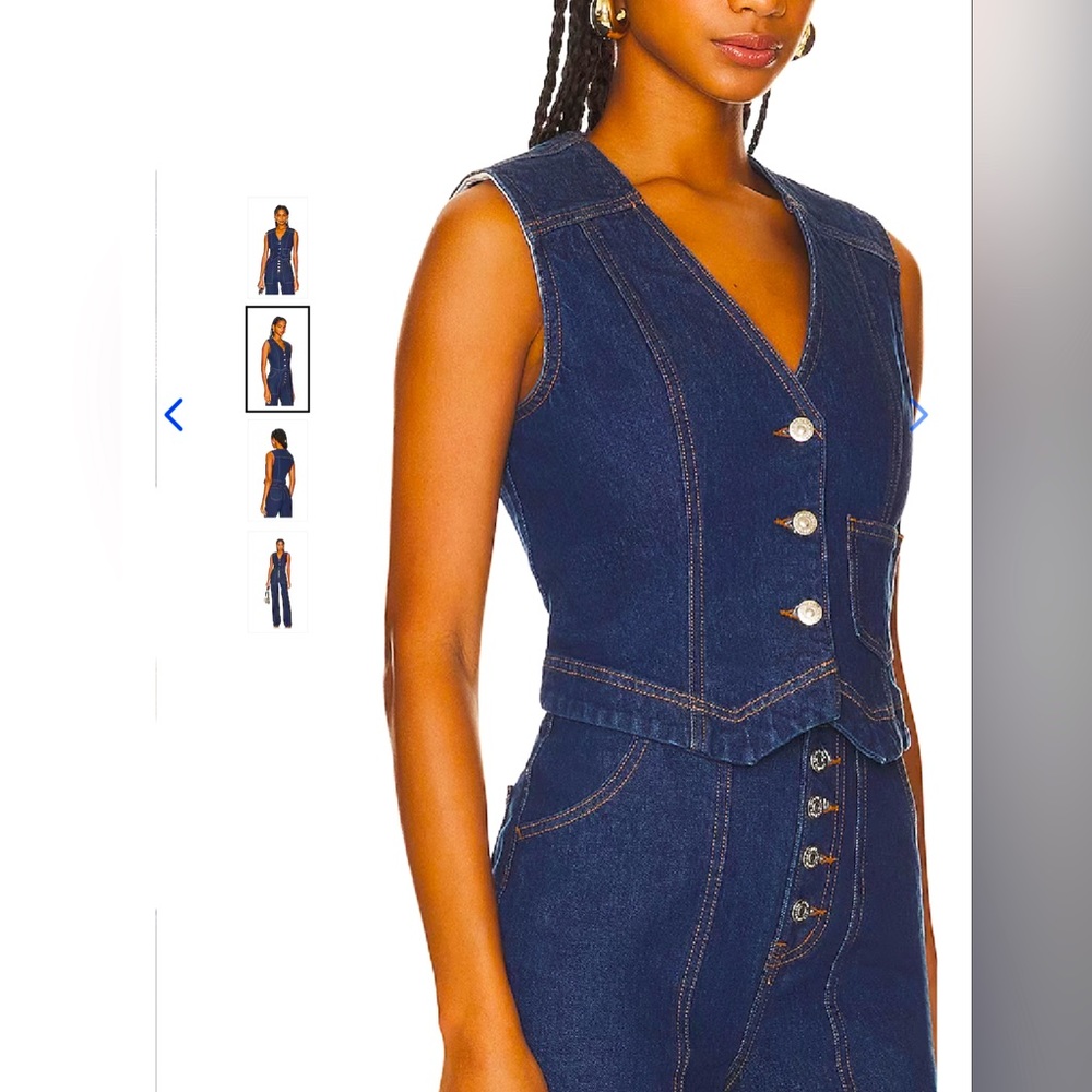 Veronica Beard Jeans “Valeria” denim vest with contrasting topstitching Size XS
